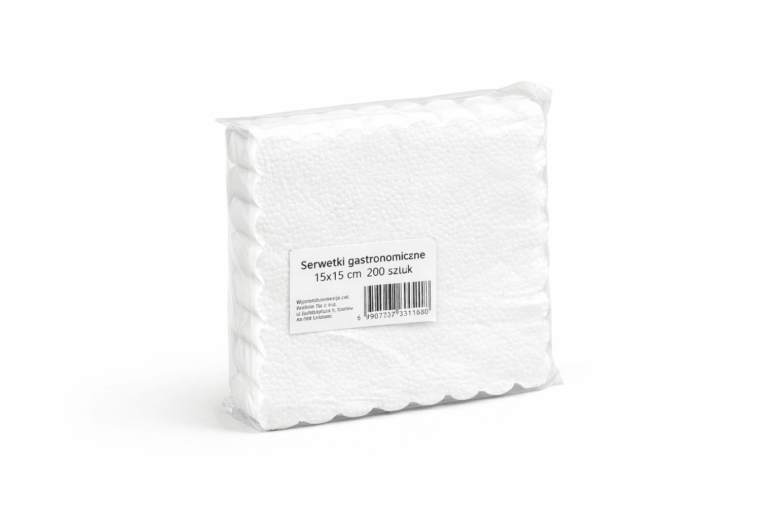Serwetki gastronomiczne 15×15 cm białe ząbkowane – 200 sztuk