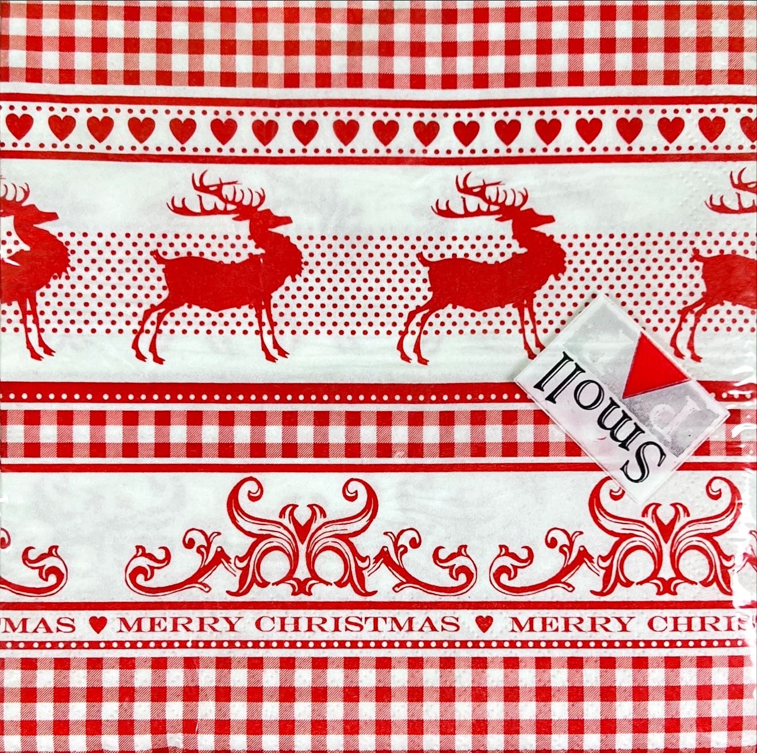 Serwetki papierowe bożonarodzeniowe z nadrukiem reniferów – 20 szt., 3-warstwowe, 33x33 cm