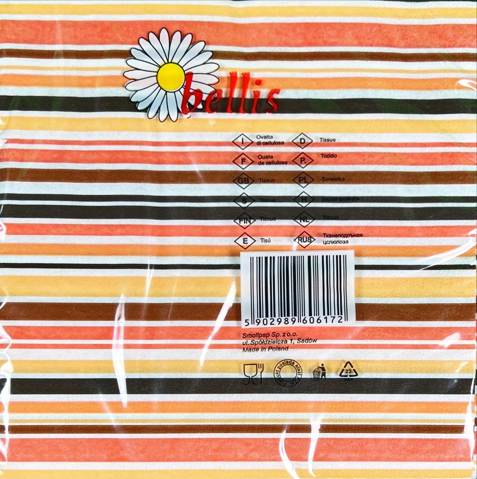 Serwetki papierowe z nadrukiem jesiennych pasków – 30-szt, 3-warstwowe, 33x33 cm-a