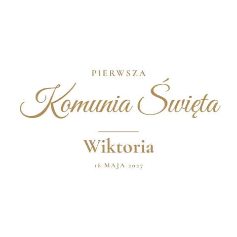 Serwetka z nadrukiem — wzór „Pierwsza Komunia Święta” (komunia), przykład z imieniem i datą