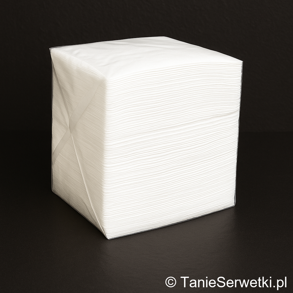 Serwetki gastronomiczne 33×33 cm białe 1-warstwowe 1/4 – 500 sztuk - obrazek 2