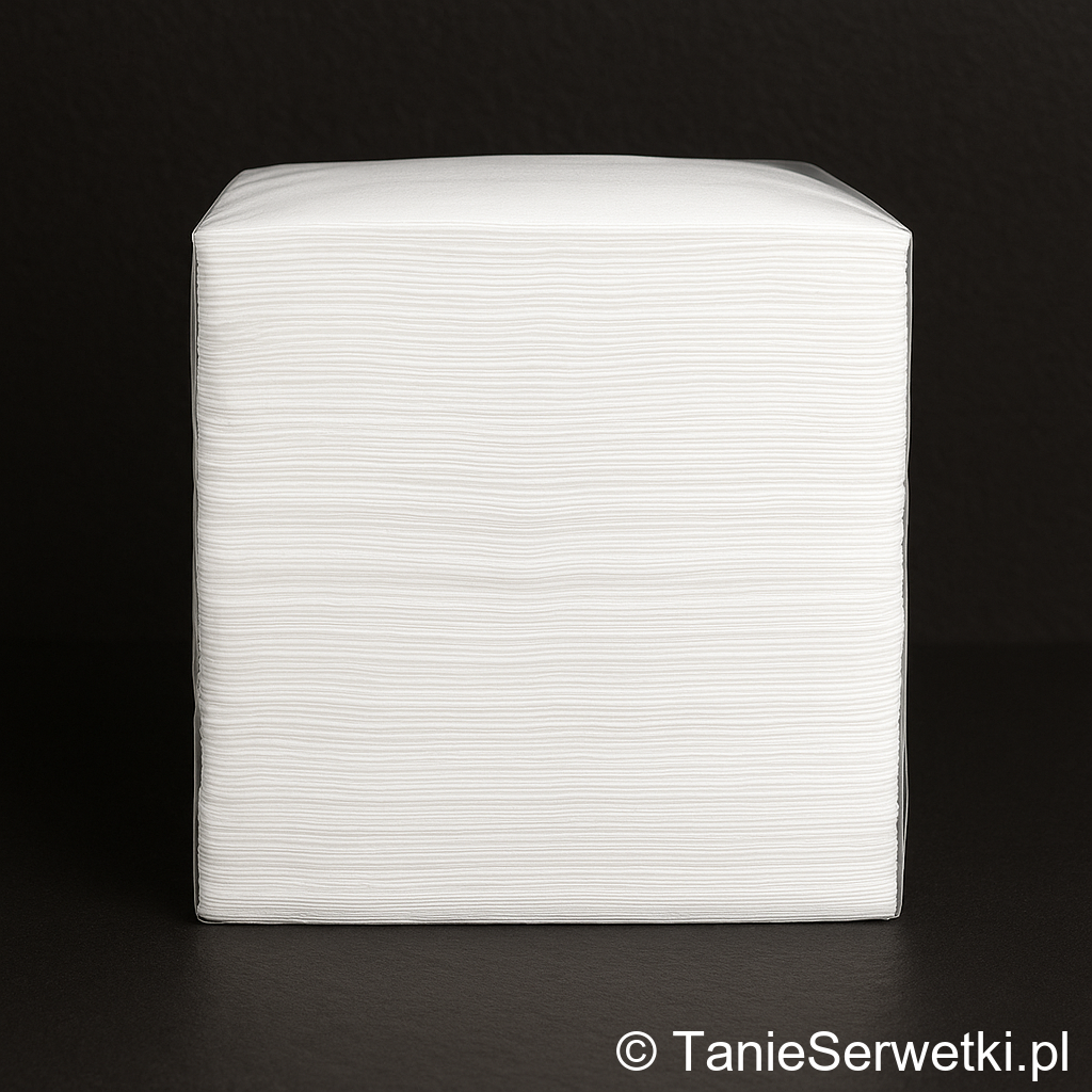 Serwetki gastronomiczne 33×33 cm białe 1-warstwowe 1/4 – 500 sztuk - obrazek 3