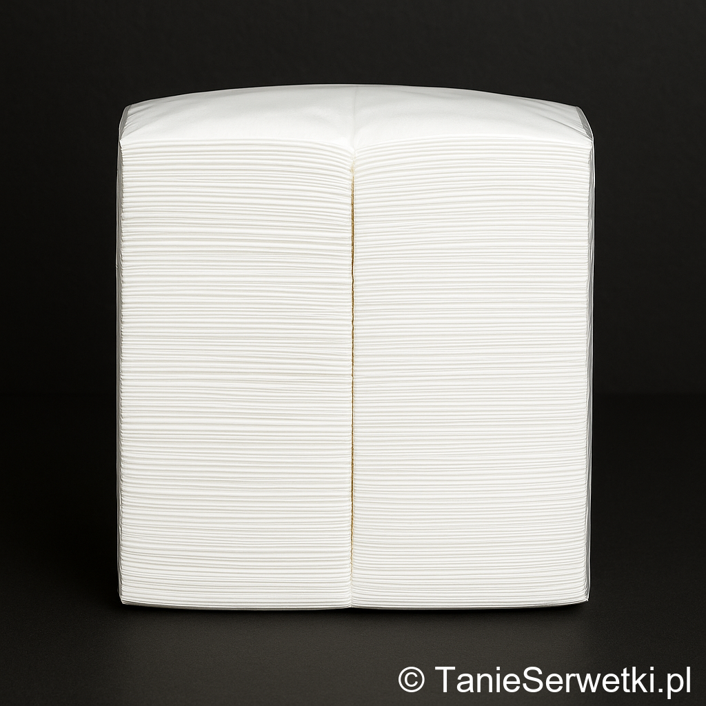 Serwetki gastronomiczne 24×24 cm białe 2-warstwowe 1/4 – 500 sztuk - obrazek 3