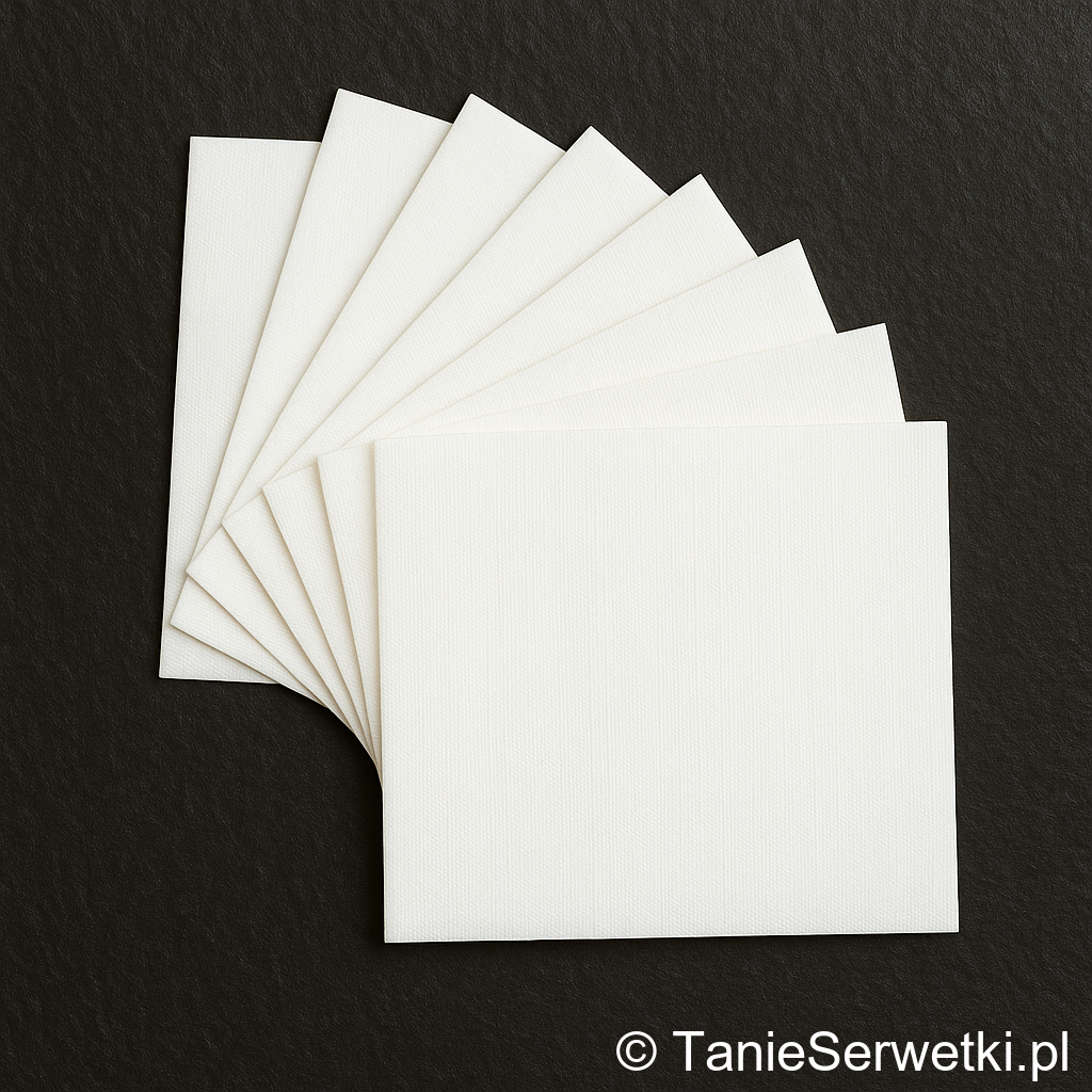 Serwetki gastronomiczne 24×24 cm białe 2-warstwowe 1/4 – 500 sztuk