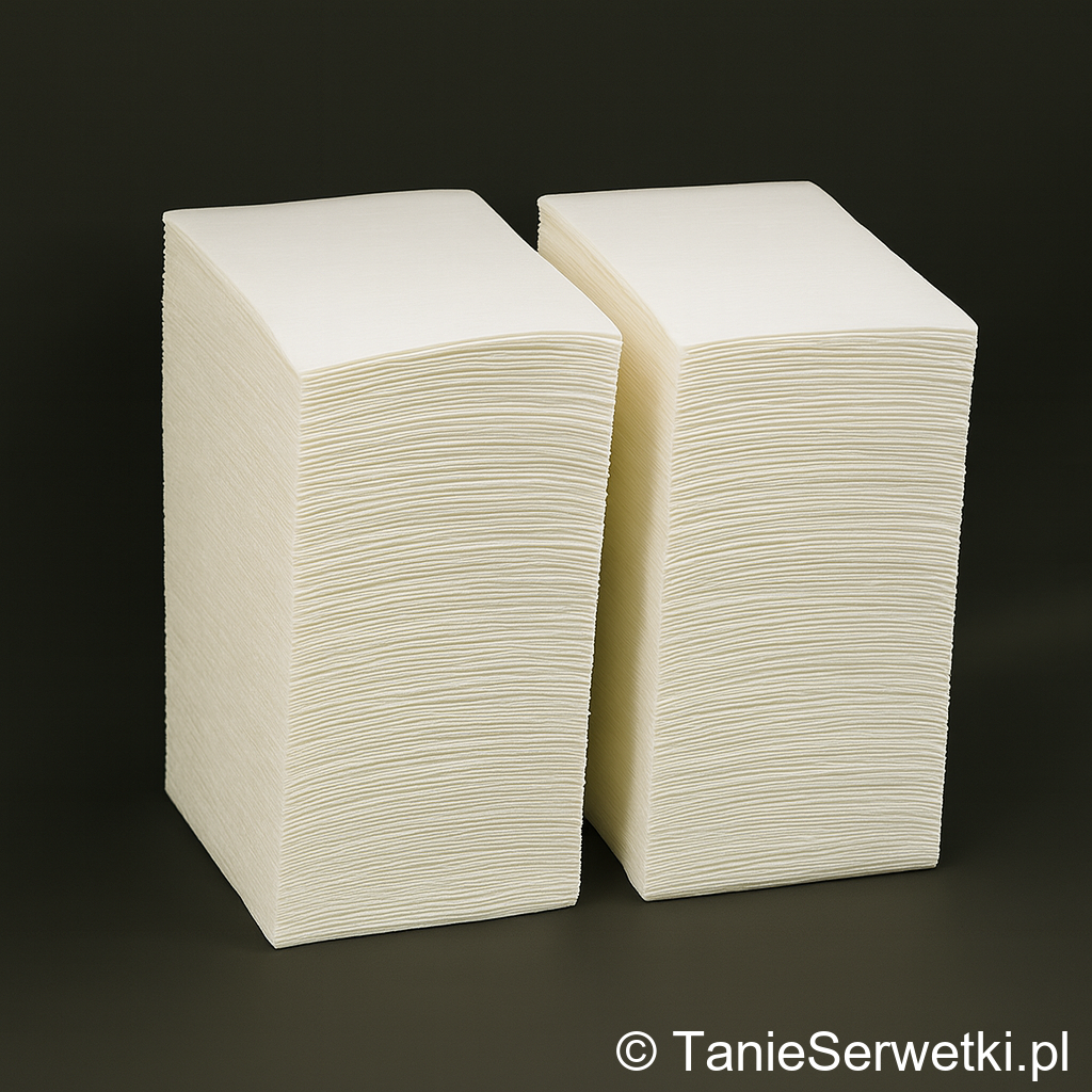 Serwetki do dyspensera białe 33×33 cm 1-warstwowe 1/8 - 400 sztuk - obrazek 2