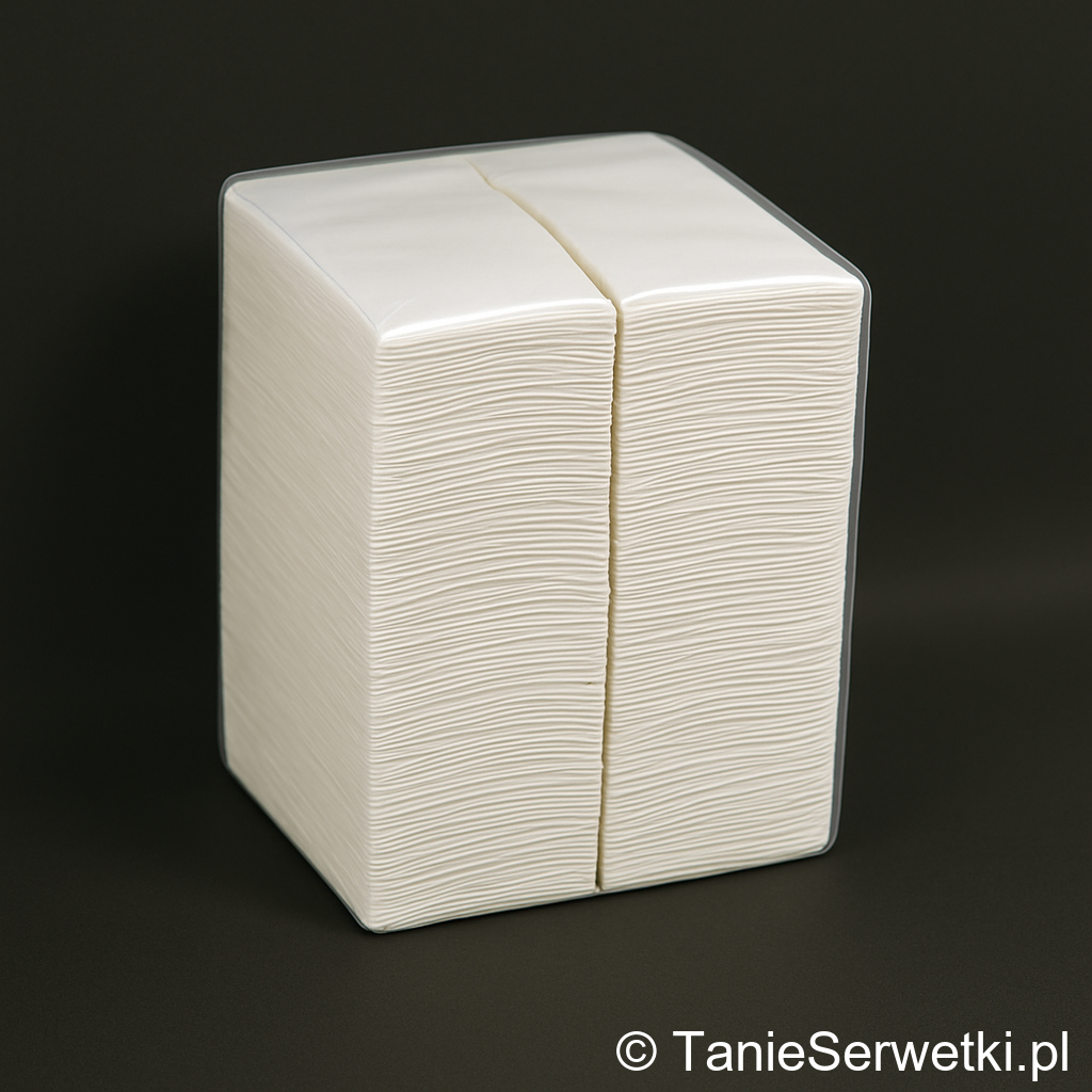 Serwetki do dyspensera białe 33×33 cm 1-warstwowe 1/8 - 400 sztuk - obrazek 3