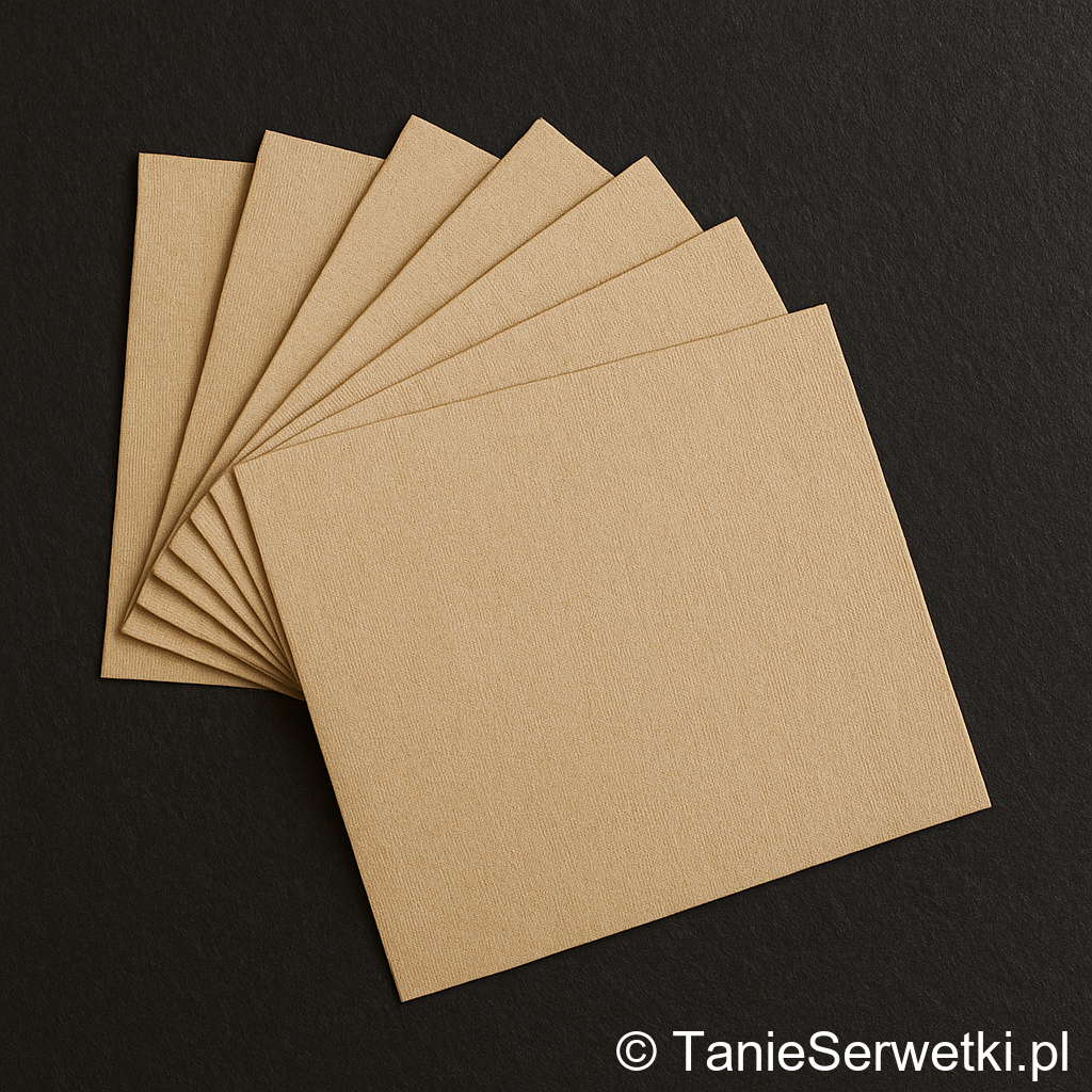 Serwetki gastronomiczne brązowe 33×33 cm ekologiczne 1-warstwowe 1/4 – 500 sztuk - obrazek 2