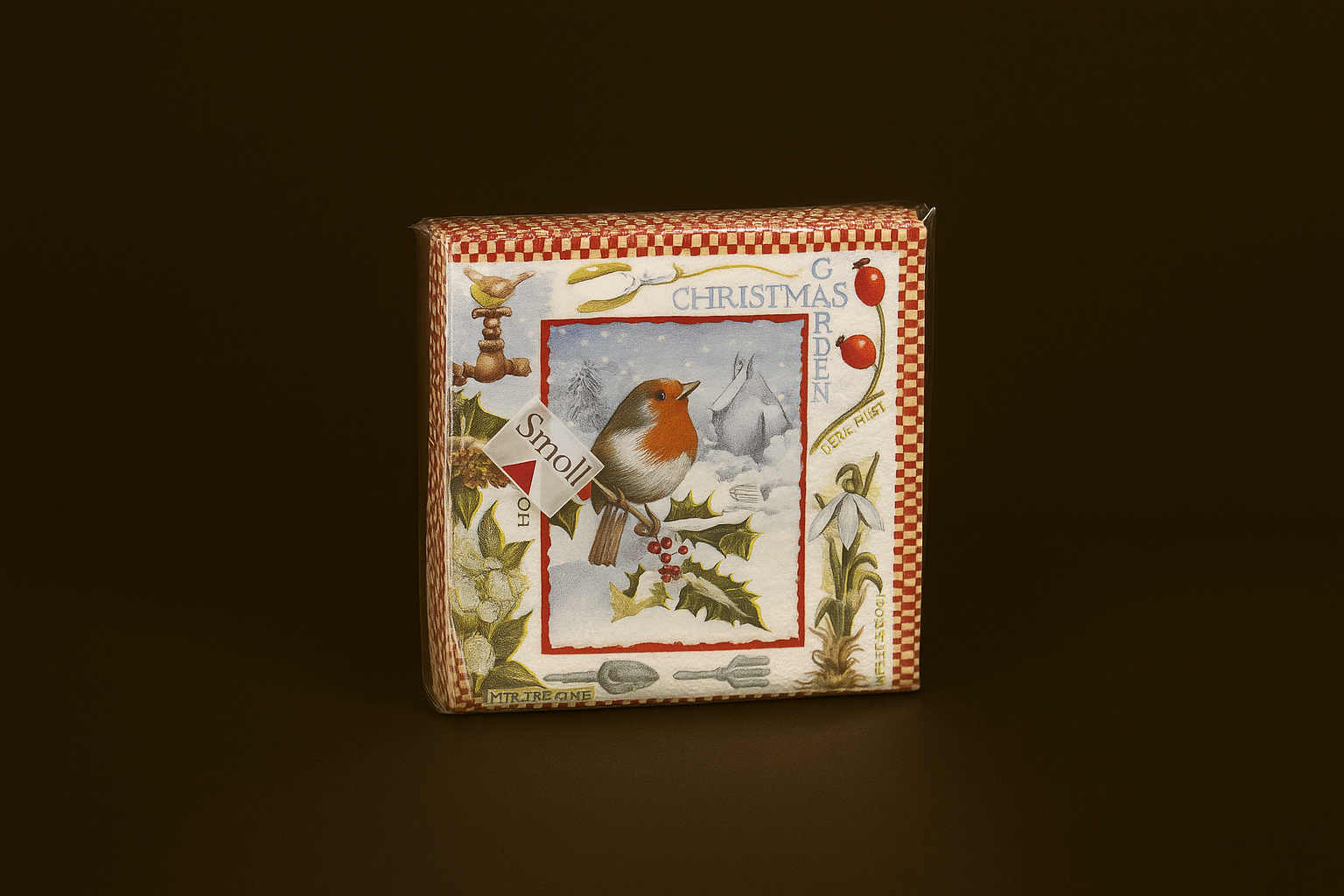 Serwetki papierowe bożonarodzeniowe z nadrukiem rudzika – 20 szt., 3-warstwowe, 33x33 cm