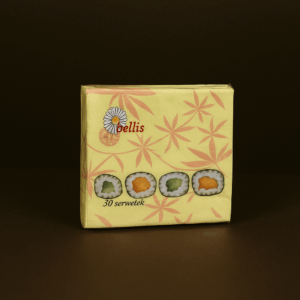 Serwetki papierowe z nadrukiem sushi – 30-szt, 3-warstwowe, 33x33 cm