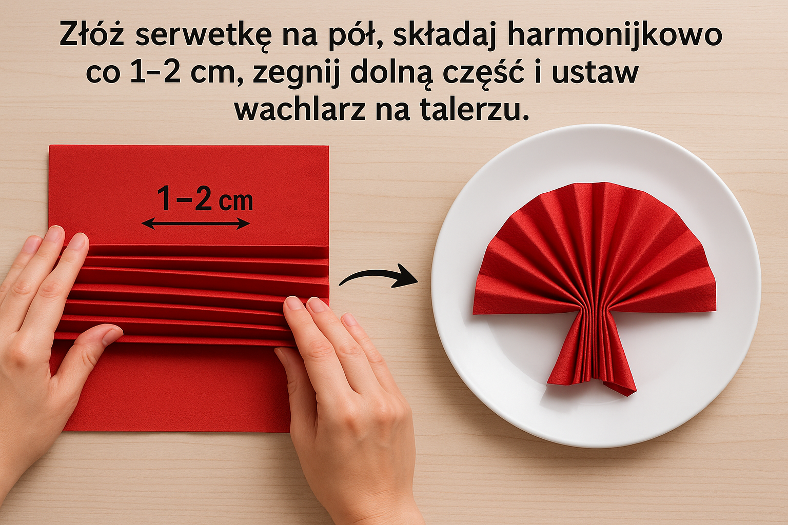 Serwetka papierowa złożona w elegancki wachlarz